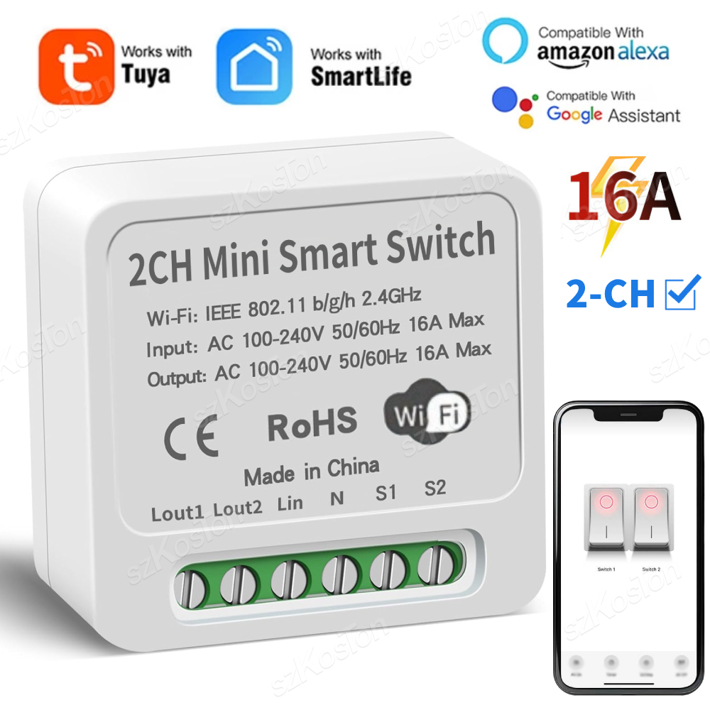 Smart Home Voice Control - 16A Tuya WiFi Smart Switch Module