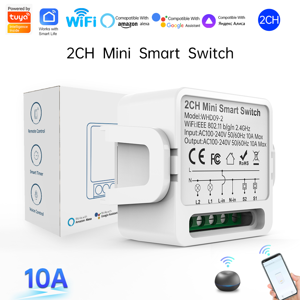 Smart Home Voice Control - 2 Way Tuya Smart Switch 2Gang