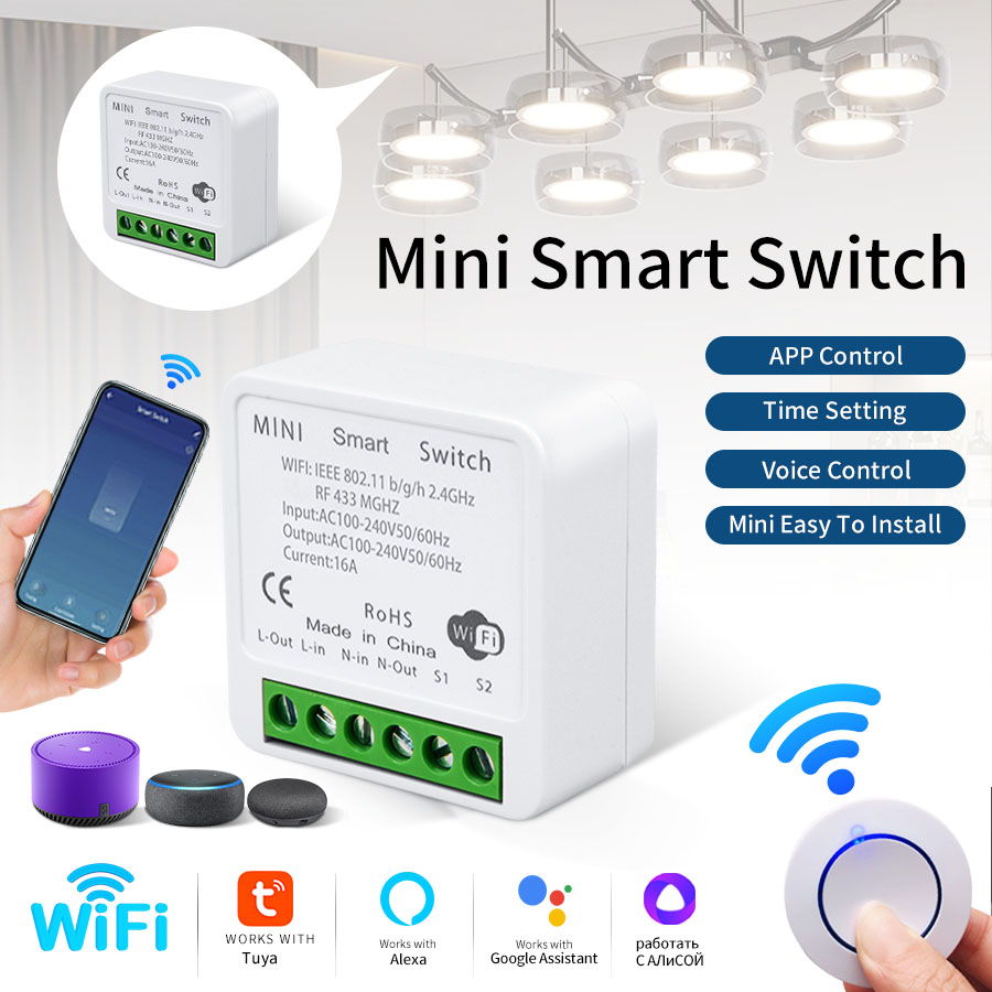 Smart Home Voice Control - RF433Mhz 16A/20A Tuya WiFi Smart Switch