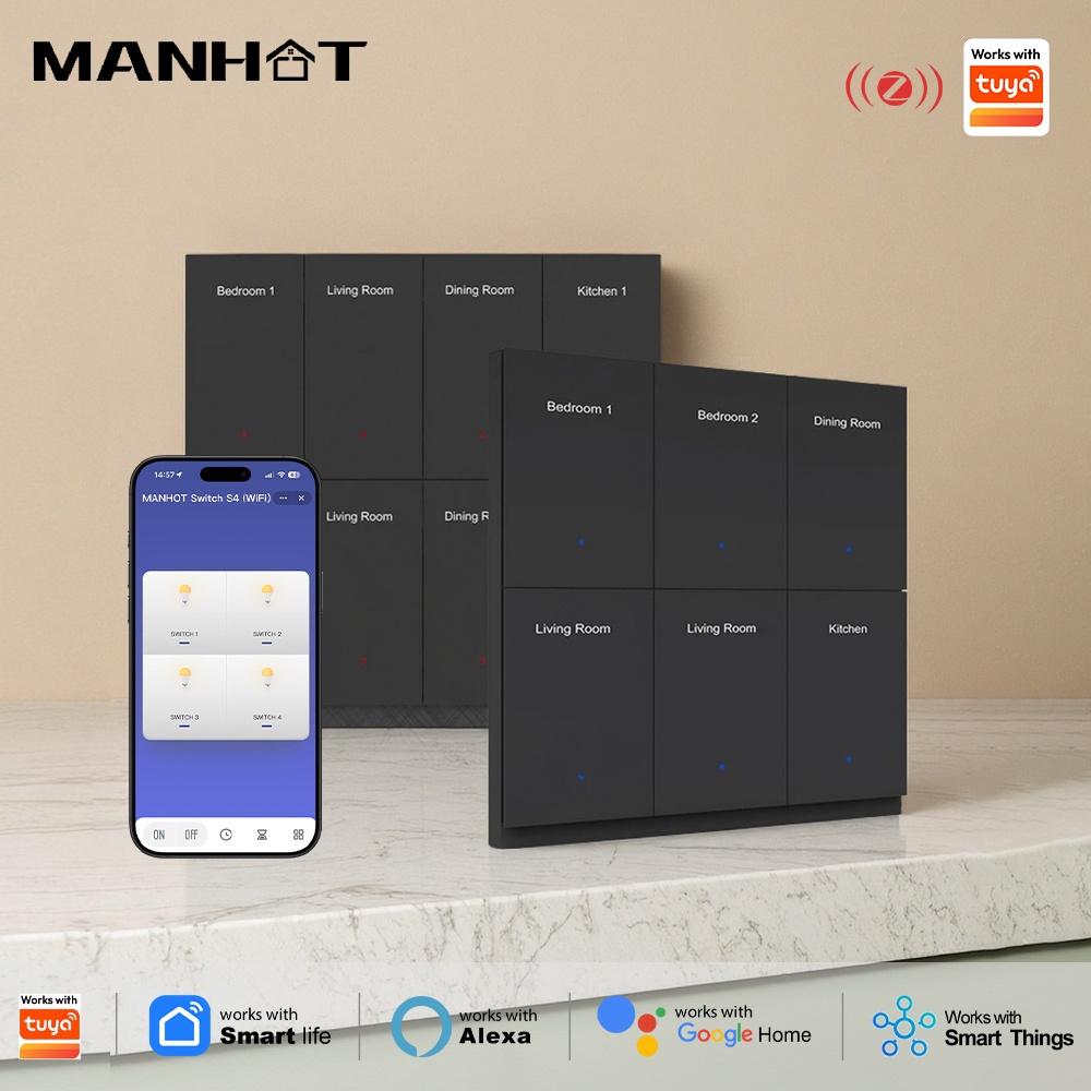 Manhot DIY Name Switch Zigbee  - đánh giá và giá Smart Home Voice Control
