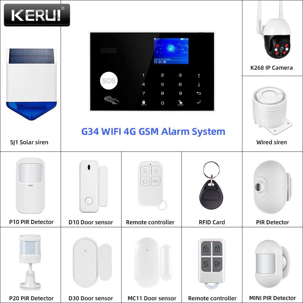 KERUI G34 4G WIFI Alarm System - đánh giá và giá Smart Home Keyboard